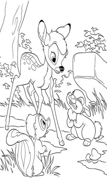 kolorowanka Bambi malowanka do wydruku Disney z bajki dla dzieci nr 12